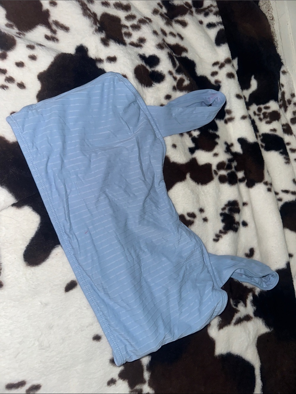 Light Blue Striped Bandeau swim Top